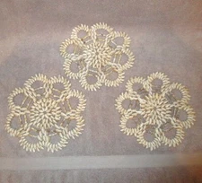 Vtg Cowrie Seashell Trivet Handmade Hot Pad Wall Decor Beachy 9" Round 3X Lot