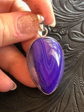 Botswana Purple Agate Arrow Shadow Bezel Artisan Pendant 1.5"
