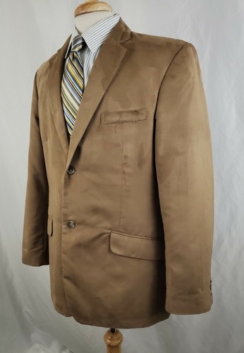 Concepts by Claiborne Sport Coat Jacket 44R Faux Suede Two Button Tan Microfiber - Picture 4 of 12