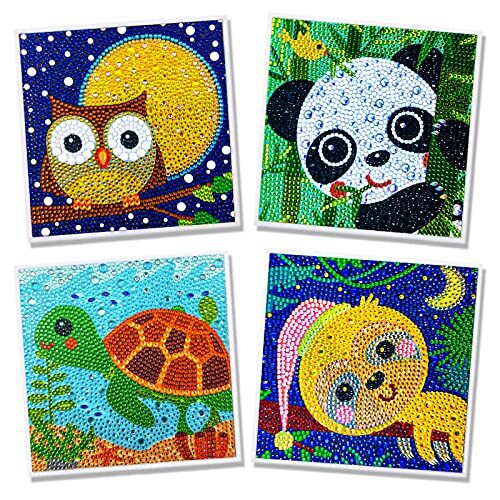 Aapxi Set di 4 quadri per Diamond Painting per bambini, fai da te 5D (d5e)