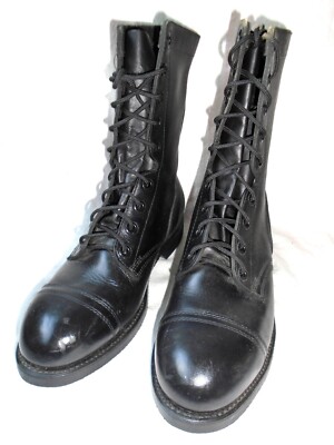Vintage 1983 USA Army Jungle Combat Steel Cap Toe Black Leather