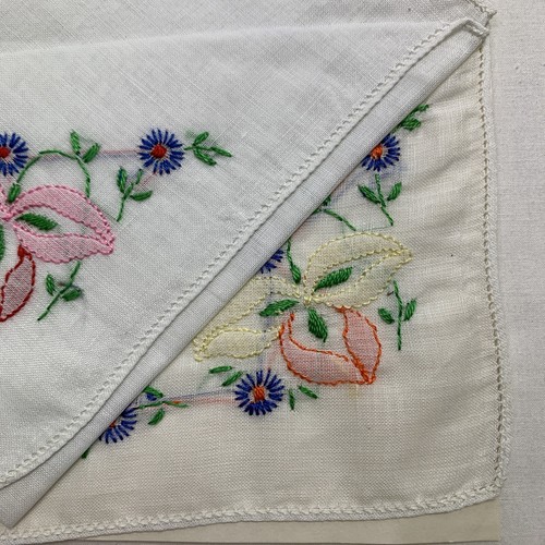 Swiss Loom Stickerei Vintage 3 Stück Set Taschentücher zart Blumen - Bild 3 von 7