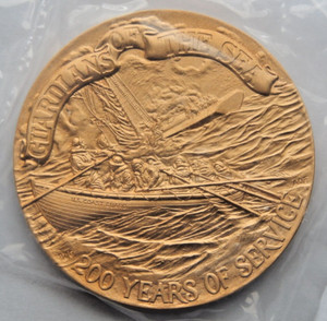 U.S. Coast Guard Bicentennial Bronze Medal 3” United States Mint 1990 with stand