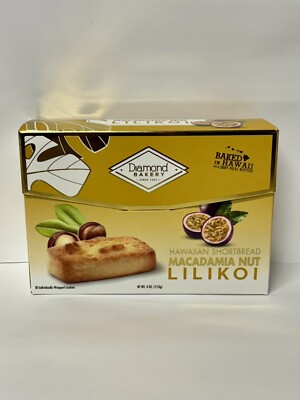 Diamond Bakery Hawaiian Macadamia Nut Lilikoi Shortbread Cookie 10ct Box x1