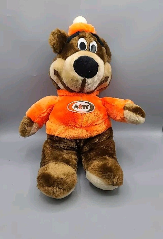 60' A&W Restaurant Bear Plush Doll 50㎝ Vintage A&W Root Beer Stuffed Bear Rooty Plush 16 Inch Brown