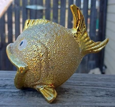 Vintage Koi Goldfish Ceramic Ashtray Unique Rare Hard To Find