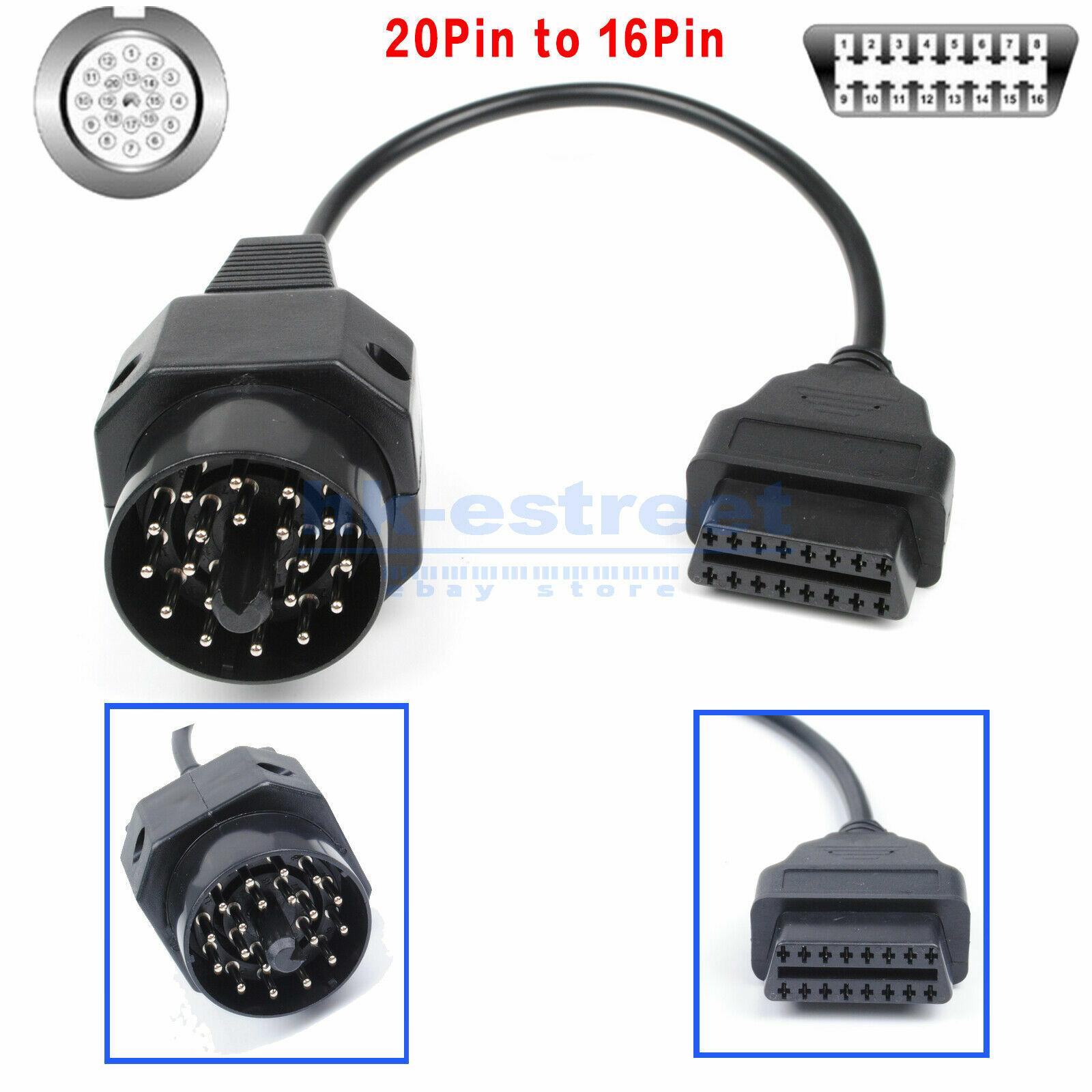 16pin OBD2 Auto Extension Cable Full 16Pin Male Automotive Car