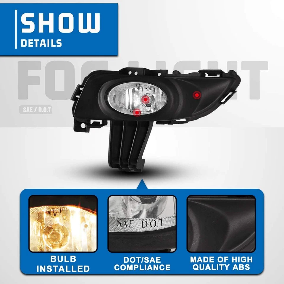 Pair Fog Lights For 2004 2005 2006 Mazda 3 Sedan Glass Clear Lens Front Lamp L+R - Изображение 3 из 4