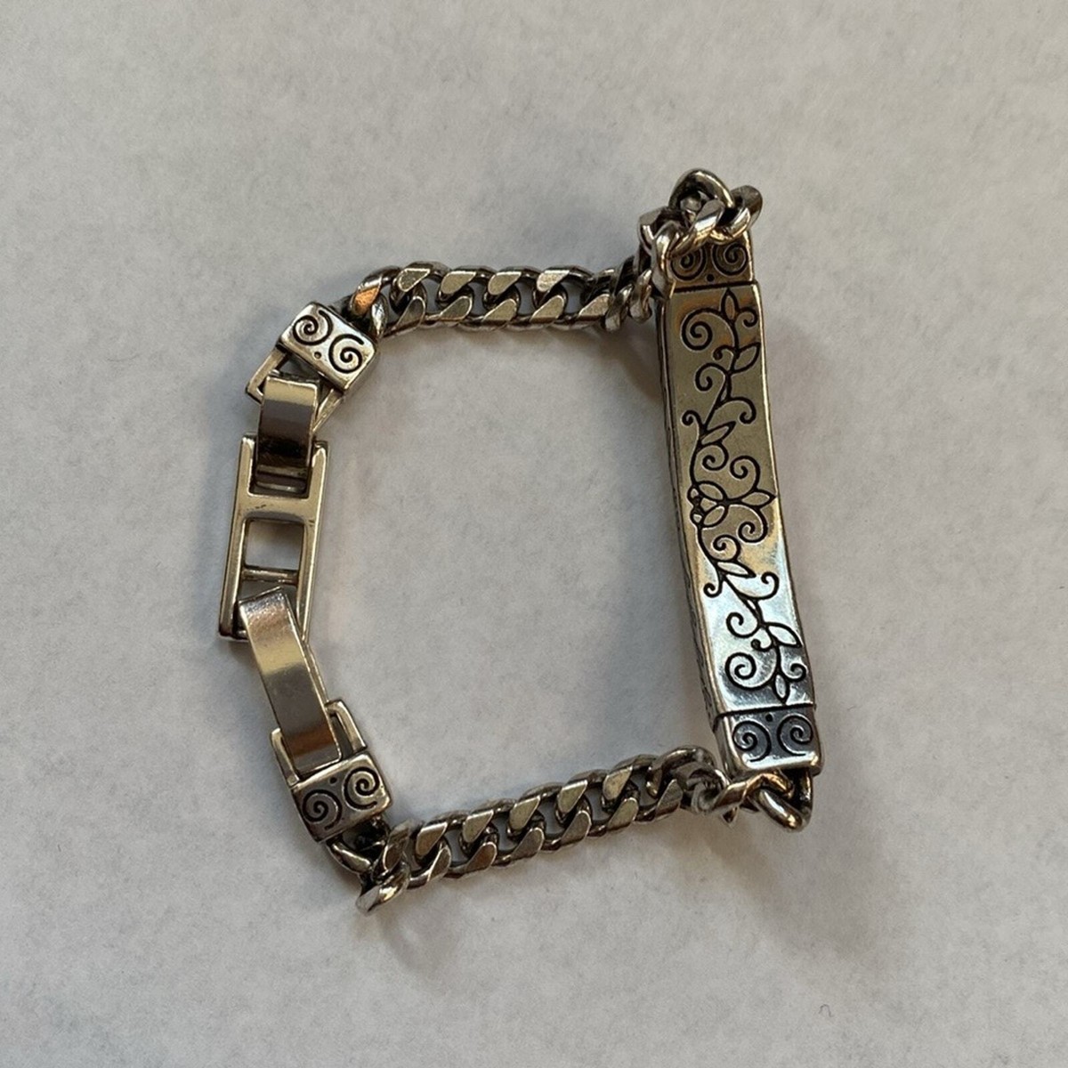 Brighton vintage “Remember to Play” etched silver ID style link bracelet View 6