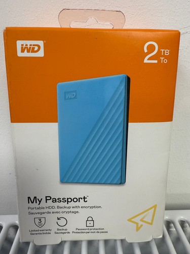 WD My Passport 2TB for Windows External Hard Drive New Box Western digital Blue