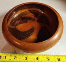 Teak Wood Hand carved 6" Bowls Fish Design Made In Haiti Set Of 6