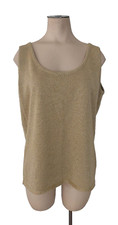 Segue Gold Metallic Sequin Tank Top Scoop Neck Tank Top Size L
