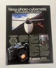 1981 Canon A-1 Camera Hexa Photo Cybernetic Original Print Ad 80s Glider Plane