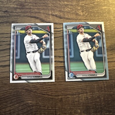 Tytus Cissell 2024 Bowman Base/Chrome Draft #BDC157 Diamondbacks 1st 2-Card Lot