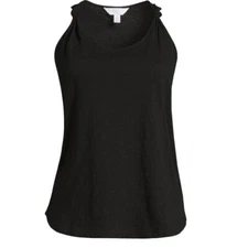 Time and Tru Womens Knot Tank Top Medium 8-10 New with Tags Black Flowy Light