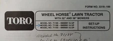 TORO Wheel Horse 12-32 12-38 XL Lawn Tractor 71188 Service Pre-Delivery Manual