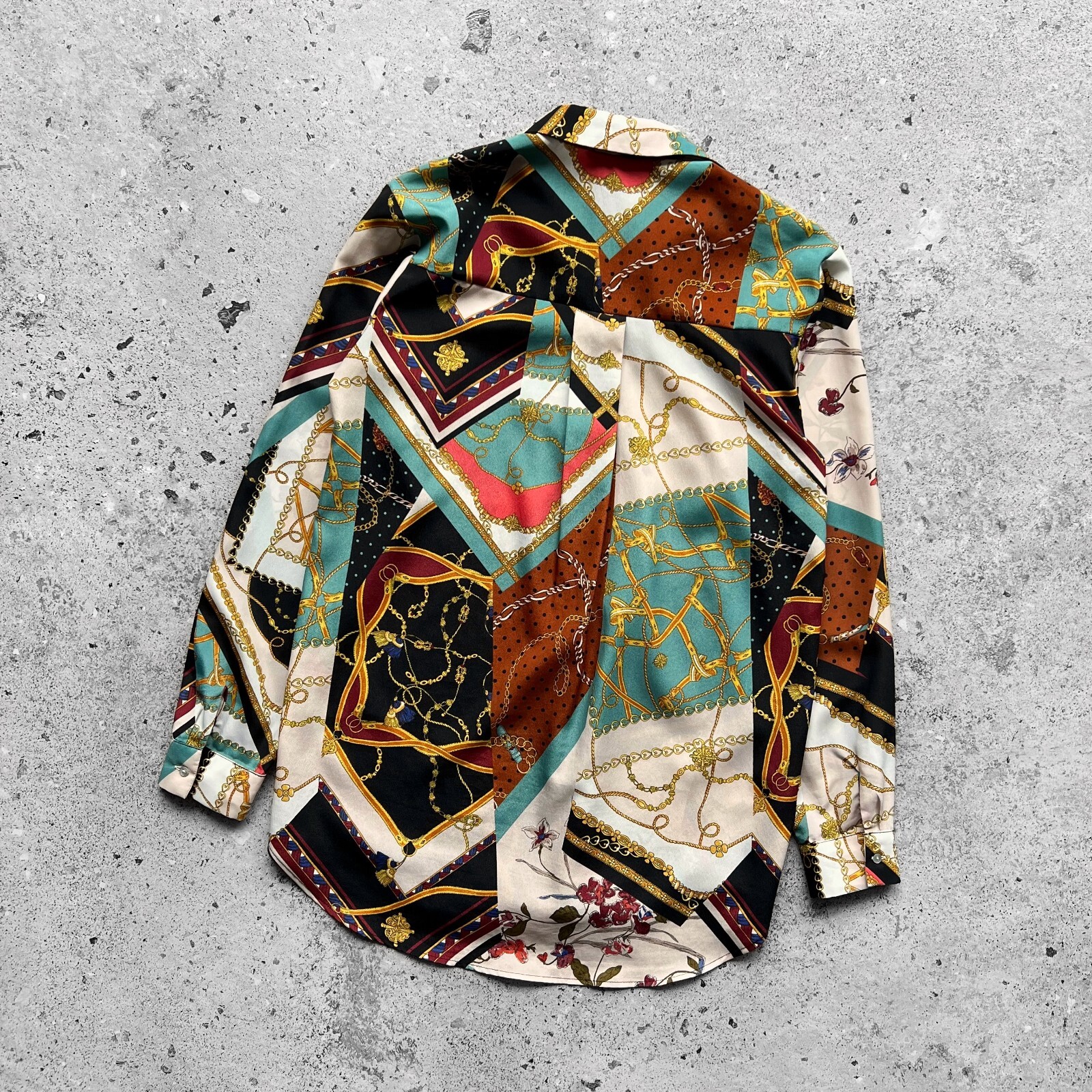 Zara Basic Chain Patchwork Print Scarf Flowing Bl… - image 7