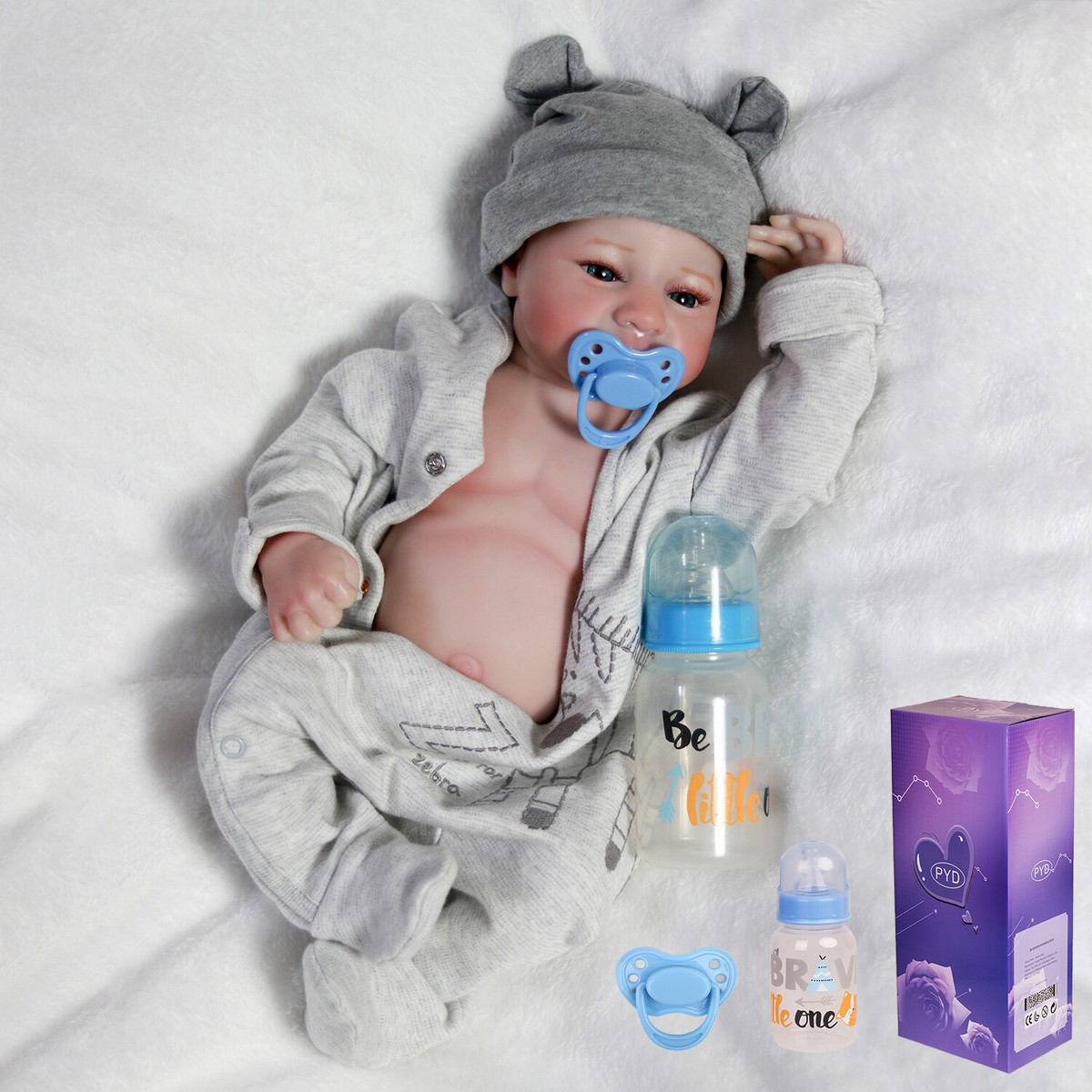 Washable Real Life Reborn Baby Dolls Full Silicone Vinyl Newborn Boy Doll  Gift