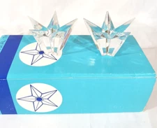 Pair of Thomas (Rosenthal) Cut Crystal Atomic Star Burst Taper Candle Holders