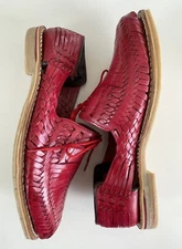 Total Goods Traditional Men's Red Leather Size 9US Slip-On Huarache Sandal Shoe