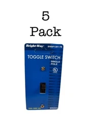 SWITCH TOGGLE (5 PACK) Bright-Way Single Pole 15A  BWBP1301-7B 15Amp-120V Brown
