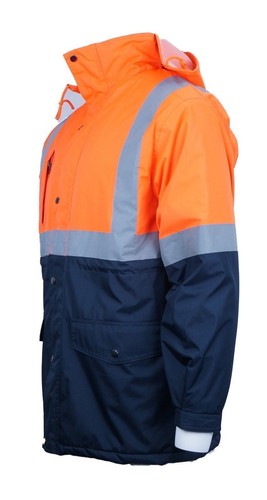 Hi-Vis Rain Jacket Work Reflective Tape Safety Wind Showerproof Warm Jacket PPE - Picture 10 of 17