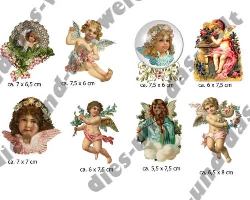 MARKENLOS ✿ NUOVO angelo immagine da stirare SHABBY Chic NOSTALGIA immagini da stirare 8 motivi ✿ Natale ✿
