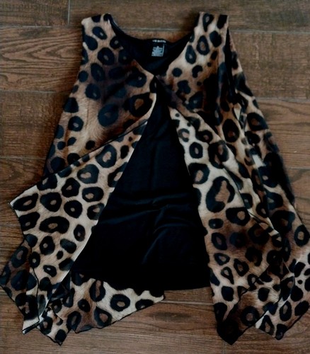 Camicetta stampa animalier ghepardo Liz McCoy top camicia manica corta sottile donna taglia M - Foto 2 di 5