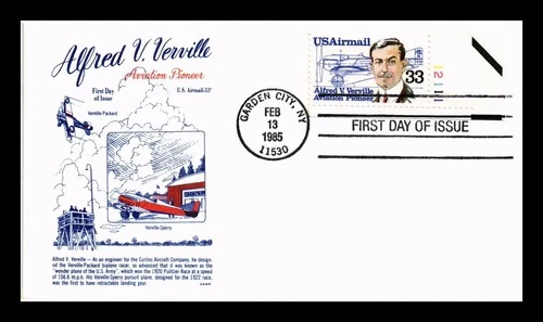 DR JIM STAMPS US COVER ALFRED V VERVILLE AVIATION PIONEER AIR MAIL FDC GAMM