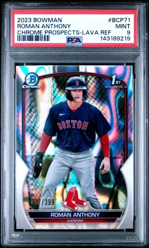 9219 Roman Anthony 2023 Bowman Lava Refractor Chrome 1st RC RC /399 PSA 9