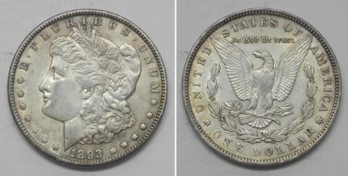 X7234  1893 Morgan Dollar, AU