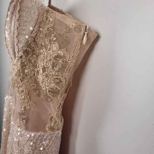 Never Fully Dressed Bridal Dress 12 NEW Ivory Gold Corset Sequin Lace Wedding - Picture 3 of 13
