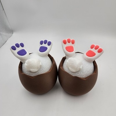 3D Printed Easter Bunny Feet Chocolate Egg Container Decor Set Candy Toy Cute