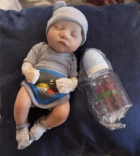 Reborn Baby Boy 12 in Sleeping Prince + Bonus Bottle & Pacifiers. New