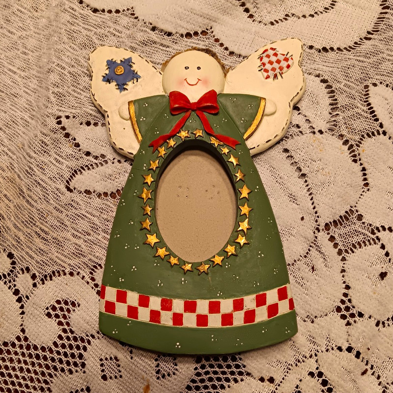 Connoisseur Angel Christmas Photo Frame Easel Back Rear load Kitschy Country