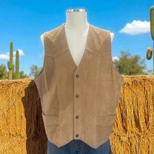 Cripple Creek Suede Leather Vest Western Cowboy Rodeo Ranch Wear Festival XL Tan