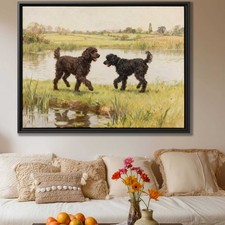 Labradoodle Oil Painting Canvas Print Dog Artwork Rustic Living Room Decor