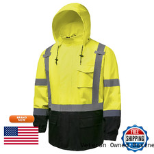 Fortresswear Hi Vis Rain Jackets For Men Reflective Waterproof High Visibility