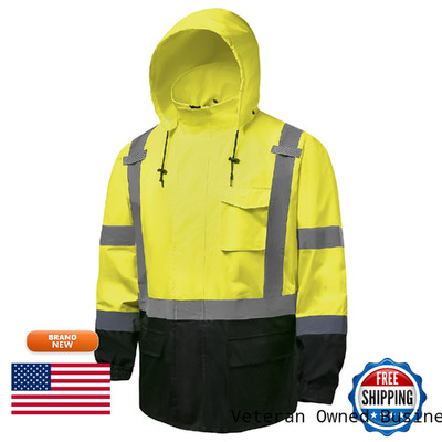 Fortresswear Hi Vis Rain Jackets For Men Reflective Waterproof High Visibility