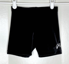 GK Elite Child Medium CM M 3-1/2" Black Velvet Velour Gymnastics Cheer SHORTS