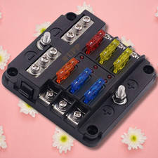 6 Way Car Boot Power Distribution 12/24V Blade Fuse Holder Box Block Panel Board
