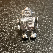 Vintage NOS warehouse find metal 1960s Robot Theme Ring Silver Tone Rare