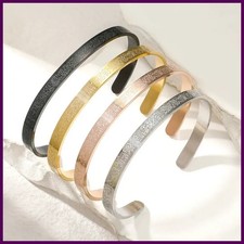 Stainless Steel Ayatul Kursi Cuff Bangle Islamic Arabic Bracelet for Women Gift