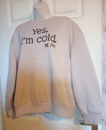 Cosy Relaxed Fit Fleece Style Slogan Jumper - Sz L UK 12 - Bild 3 von 5