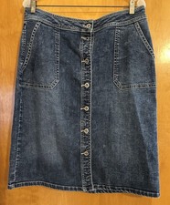 Liz Claiborne Women's Denim Jean Maxi Skirt Button Up Y2K Size 10 EUC