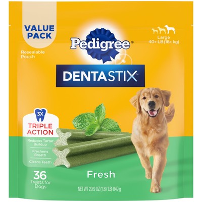 Pedigree Dentastix Large Breed Dog Treats, Fresh Flavor, 1.87 Lb. Bag 
