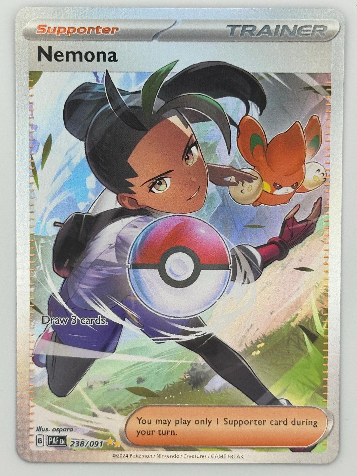 Nemona 238/091 Special Illustration Rare Paldean Fates Pokemon Near Mint