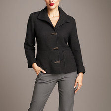 CAROLINE ROSE Neiman Marcus Textured Knit Jacket Black Gray S Immaculate