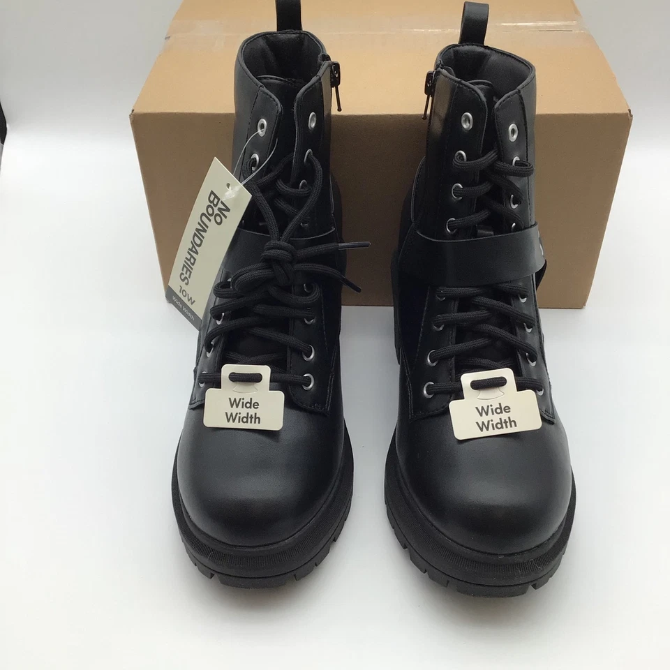 Botas de Combate Moto Negras NO LIMITS para Mujer Ancho Ancho Talla 10 Suela Nuevas Foto 3 de 4
