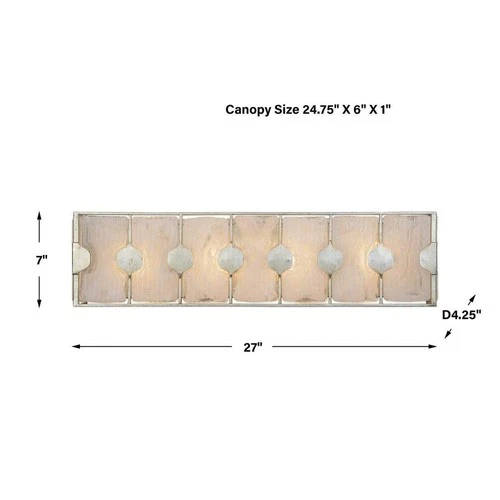 ART DECO 27" FOUR LIGHT WHITE SWIRL GLASS WALL VANITY SCONCE LIGHT  22867 - Picture 4 of 4